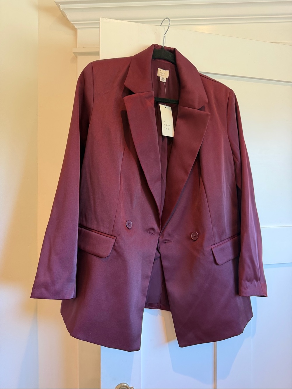 New With Tags Burgundy Double-Breasted Blazer
